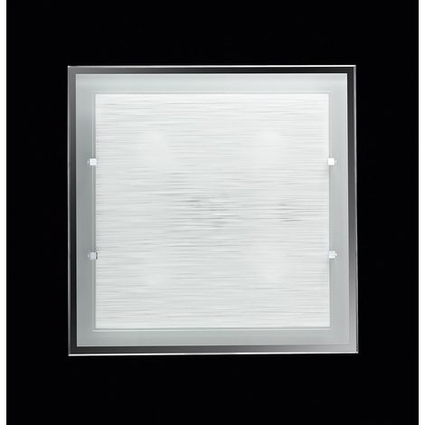 Plafonnier Carré en Verre Strié 50x50 cm, Design Moderne avec 4 Douilles E27 pour un Éclairage d'Intérieur à la fois Élégant et Diffus - Perenz