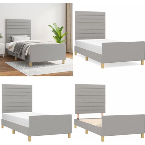 Bettgestell ohne Matratze Hellgrau 100x200 cm Stoff - Bettestel - Doppelbett - Boxspringbetten - Lattenrost - Holzrahmen - Home & Living (1/5)