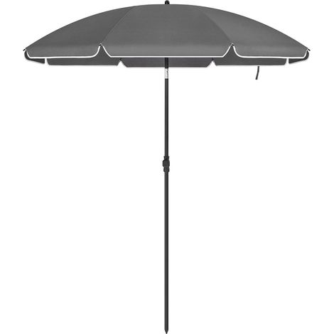 Sombrilla de jardín de 2 m de diámetro protección UPF 50+ basculante portátil resistente al viento varillas de fibra de vidrio con bolsa gris 120001752 (1/4)