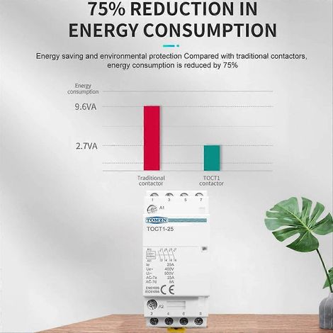 TOCT1-25 4P 25A 4NO 220V/230V 50/60HZ Contacteur modulaire CA domestique sur rail DIN 4NO (1/5)