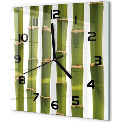 Horloge Murale Carrée Contemporaine en Verre Silencieuse Salon Cuisine Bureau Bambou 30x30 cm (1/5)
