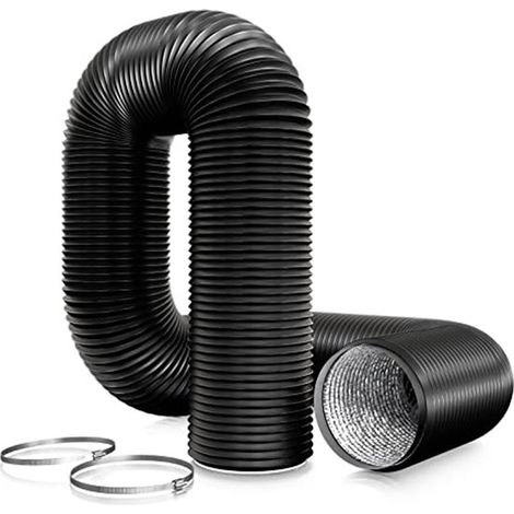 Tuyau d'évacuation d'air, flexible en PVC, renforcé par un fil d'acier, 150 mm x 3 m, noir (1/5)