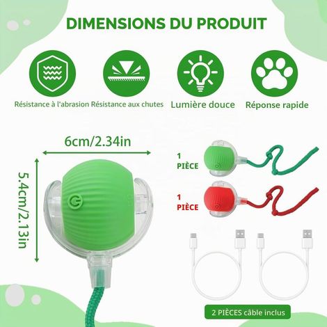 2-teiliges interaktives Spielzeugset für Katzen und Hunde (Rot + Grün), USB-aufladbar (1/5)
