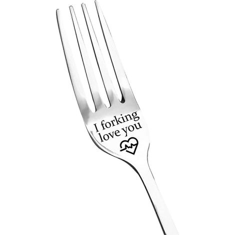 Fourchette gravée « Je t'aime à la folie » avec coffret cadeau, fourchettes de table en acier inoxydable