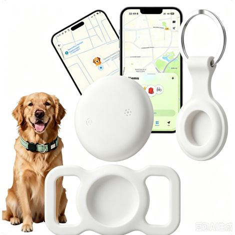 Étui Airtag Localisateur d'animaux pour collier de chien (Localisateur global Android), blanc