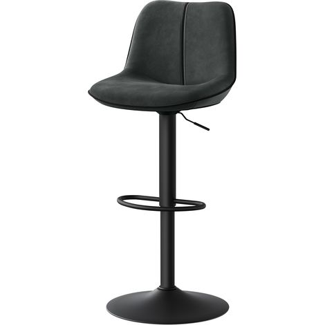 Lot de 2 Tabourets de Bar, Réglables en Hauteur, Pivotants, Velours, Gris (1/5)