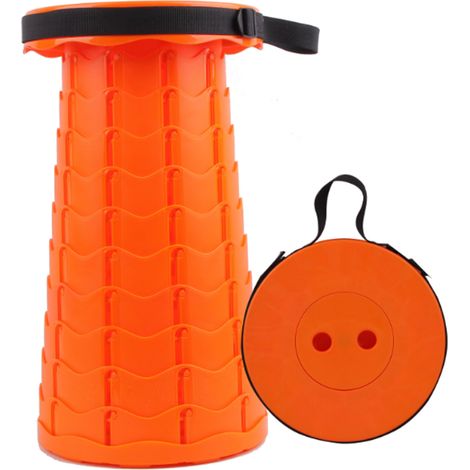 Tabouret télescopique en plastique tabouret de pêche pliant extérieur Orange (1/4)