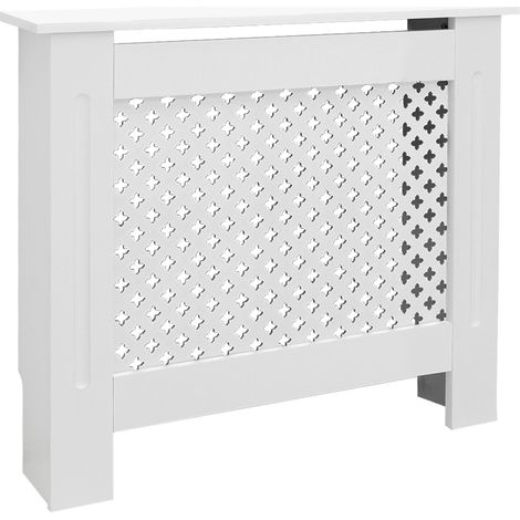 ECD Germany Copritermosifone MDF 78x19x82 cm Rivestimento del Radiatore Verniciato Bianco Copertura del Radiatore con Motivo a Nido d'Ape Copricalorifero Coperchio Radiatore in Legno Protezione