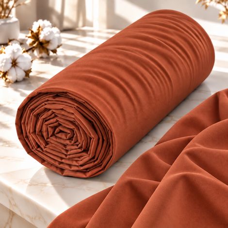 Drap housse 2 en 1 imperméable 140 x 190 cm – Coton 57 fils – DUO PROTECT Paprika (1/4)