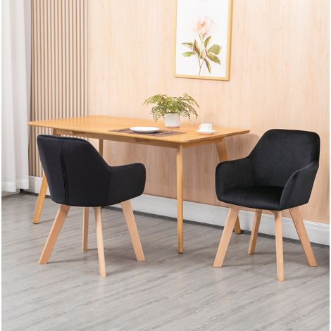 Lot de 2 chaises de salle à manger ergonomiques noires en polyester et bois, 120 kg HAVRYA (1/5)