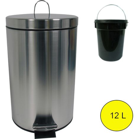 Papelera con Pedal Acero Inoxidable 12L Gris MSV