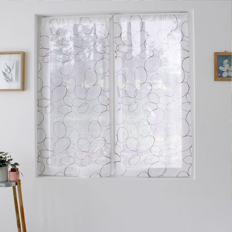 Paire de Voilages Bordés "Galet" 60x160cm Bordeaux & Blanc