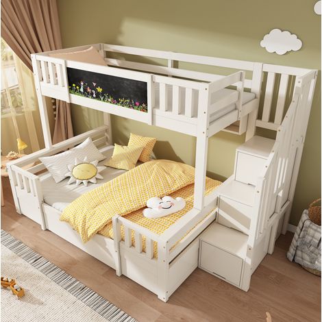Bett Doppelbett 140x200 mit Stauraum Kreidetafel HAVRYA (1/5)