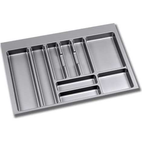Emuca Cubertero para cajón de cocina, módulo 800 mm, Plástico, Gris -