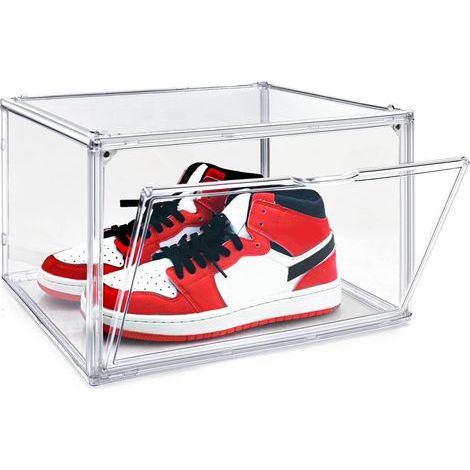 1 Pack Boîte de Stockage de Chaussures en Acrylique, Boîte d'Affichage de Chaussures Transparente, Taille Jusqu'à 47, Boite Pour Crampons de Collection, Transparent Shoe Box Sneaker Display Case (1/5)