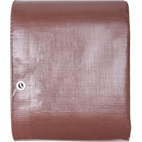 Bache de Protection Extérieur 365,76x1219,2 cm Bâche Imperméable Polyéthylène 16 mils Résistant aux Déchirures, UV, Températures avec Œillets Renforcés pour Camion, Camping-car, Bateau, Marron (1/5)