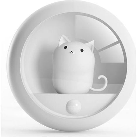 Veilleuse chaton avec support, rechargeable, à intensité variable, applique murale blanche portable pour chambre à coucher, couloir, escaliers (1/5)