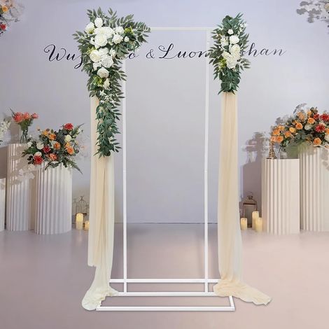 Support de fond pour la cérémonie de mariage, 1 0.4 2m blanc Arc de ballon rectangulaire support pour la décoration d'anniversaire de fête d'anniversaire de mariage (1/5)