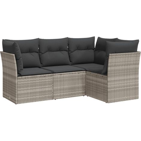 Maison Exclusive - Set Divano da Giardino 4pz con Cuscini Grigio Chiaro Polyrattan