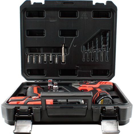 kit valigetta trapano con percussione e avvitatore impulsi a batteria valex 2 batterie 12v 2ah e caricabatterie