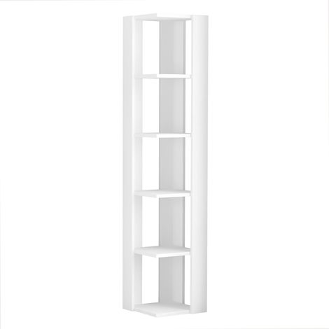 Etagère d'angle avec 5 espaces. Couleur Blanc. (Hauteur 161 cm/Largeur 34 cm/Profondeur 34 cm) (1/2)