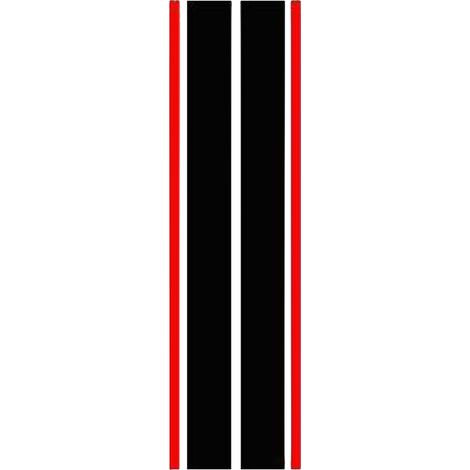 Auto-Motorhauben-Aufkleber, universelle Auto-Rennkörper-Aufkleber, Kratzer, Vinyl, Modifikation, dekoratives Zubehör für den Außenbereich, Schwarz, Rot, 140 x 30 cm