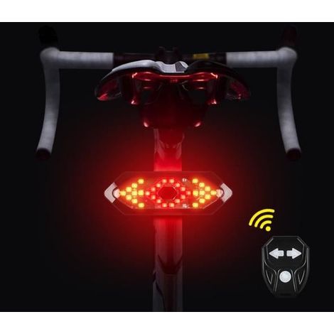 Feu arrière connecté de vélo avec clignotants - Rechargeable USB - Noir - Mixte (1/4)