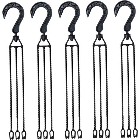 Crochets pour paniers suspendus, 5 pivotants pots de fleurs 40 cm, chaîne en plastique avec 3 (1/5)