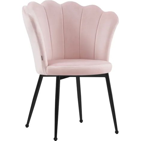 Lot de 2 chaises NYMPHEA pieds métal noir assise Velours Rose (1/3)