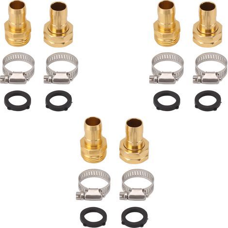 Gartenschlauch-Reparaturset, Verbinder mit Klemmen für 3/4"- und 5/8"-Anschlüsse, 3 Sets (1/5)