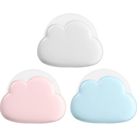 Drei tragbare LED-Wolken-Nachtlichter mit 4 Leuchtmodi, wiederaufladbar, Schlafzimmer-Nachttischlampen, Blau, Weiß, Rosa - Crezuo