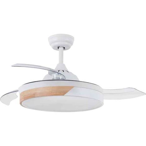 Likasi-Deckenventilator mit einstellbarem CCT-Licht und Ø107-Steuerung, 3 einziehbaren DC-Flügeln, Weiß (1/4)