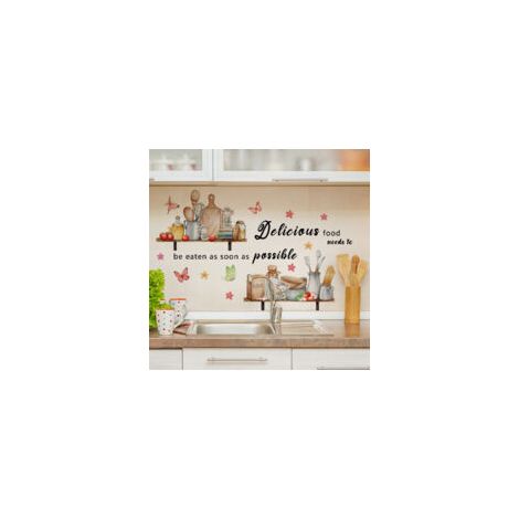 Pegatinas de pared para utensilios de cocina, teteras, pegatinas para puertas, pegatinas de pared para armarios, pegatinas de pared con frases sobre salud en el hogar, decoración de pared de manga per