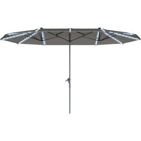Doppelsonnenschirm mit Solar LED Lichtern 451x267 cm Aluminium UV 50+ Sonnenschirm mit Handkurbel, Balkonschirm windfest Marktschirm Sonnenschutz für Strand Balkon Garten, Dunkelgrau
On-Site