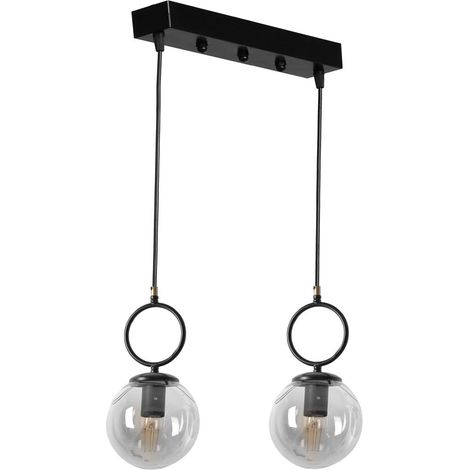 Lustre industriel scandinave en métal noir, longueur 45 cm, diamètre 16 cm, hauteur 70 cm, réglable, culot E27, peinture séchée au four, éclairage pour les espaces modernes (1/3)