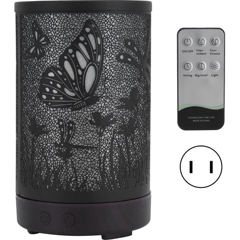 Diffuseur d'huiles essentielles 200ml, LED 7 couleurs, télécommande, humidificateur pour maison bureau 100-240V prise US (1/5)