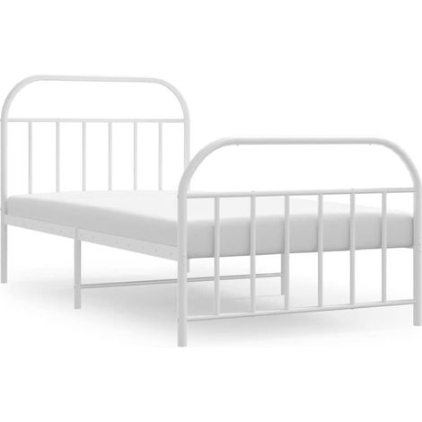 Maison Exclusive - Cadre de lit métal sans matelas et pied de lit blanc 100x190 cm (1/5)