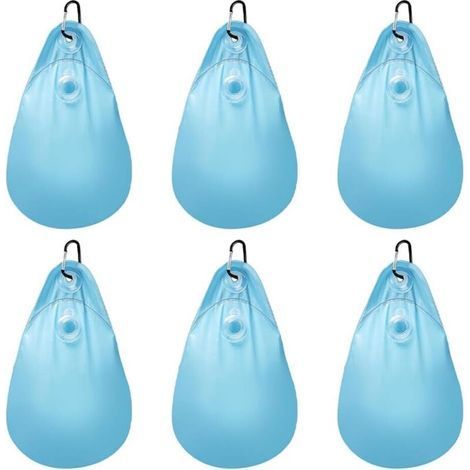Lot de 6 sacs à eau pour bâche de piscine avec crochets, Sacs D'Eau Lourds pour Couverture de Piscine, en PVC, anti-fuite, sac à suspendre, à remplir, poids pour bâche de piscine d'hiver (1/5)