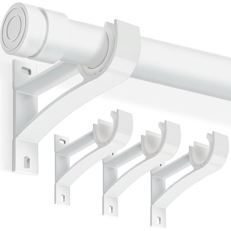 Alliage d'aluminiumSupports de tringle à rideaux, crochets décoratifs robustes pour tringle de 2,5 à 3 cm de diamètre, Blanc (lot de 4) (1/5)