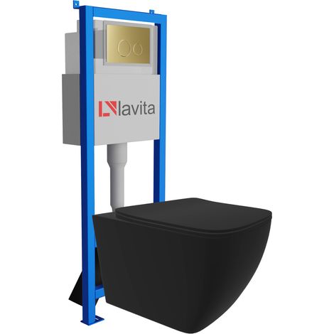 Bâti-support Lavita LAV 101 à 40 cm + WC Onil Black sans bord + plaque de commande LAV 200.4.5 d'orée Kit complet WC (1/5)