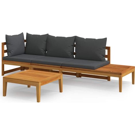 Maison Exclusive - Set Divani Giardino 3 pz con Cuscini Grigio Scuro Legno Acacia (1/5)