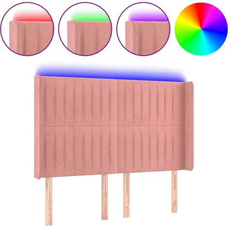 Maison Exclusive - Cabecero con LED de terciopelo rosa 147x16x118 (1/5)