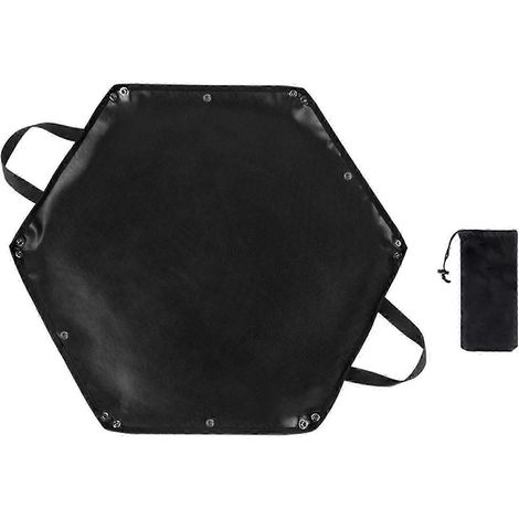 Tapis de camping ignifugé hexagonal, tapis anti-étincelles pliable, sac à bûches pour la randonnée, les grillades et les fêtes en tente.-64cmx57cm (1/5)