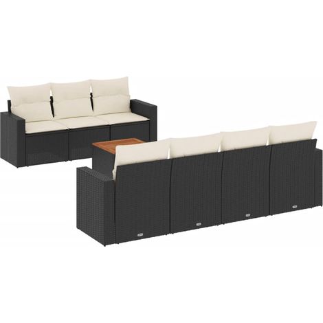 Set Divani da Giardino con Cuscini 8 pz Nero in Polyrattan vidaXL (1/5)