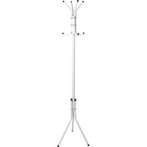 Lot de 2 portant a vetements porte manteau 8 pateres sur pied en métal blanc 48x170cm (1/5)