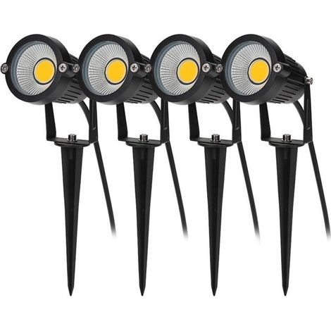 4PCS Éclairage Extérieur à Piquer COB 5W 220V IP65 Étanche LED Spot Orientable Projecteur Lampe de Jardin Éclairage pour Chemins Plantes Balcon Terrasse Pelouse Blanc Chaud (1/5)