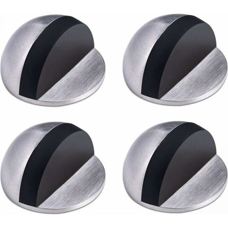 4PCS Door Stop, Stainless Steel Door Stop, Adhesive Door Stop, Floor Door Stop, Rubber Door Stop, Half Moon Door Block, for Home and Office (1/4)