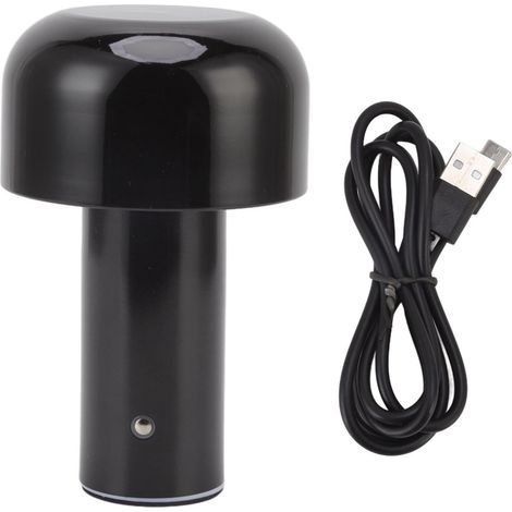 Veilleuse Champignon, Trois Sources Lumineuses à Répartition Uniforme, Commande Tactile USB, Lampe Champignon pour Lit (Le noir). (1/5)