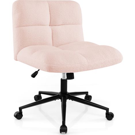 Chaise de Bureau à Roulettes Réglable en Hauteur, Chaise Pivotante avec Siège Rembourré, Demi-dossier, Charge 160 kg, pour Chambre, Bureau, Rose (1/5)