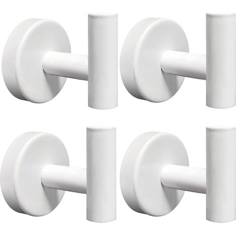 Handtuchhaken, 4 Stück, Badezimmer-Wandhaken, Halter, SUS304 Edelstahl, Mantel, Robe, Kleiderhaken für Bad, Küche, Hotel, Garage (weiß) (1/5)